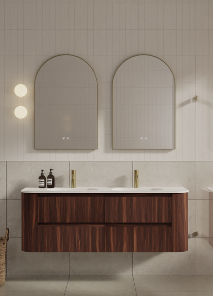 Karijini Black Walnut Wall Hung Vanity 1500mm Double Basin