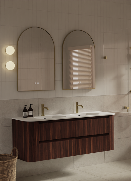 Karijini Black Walnut Wall Hung Vanity 1500mm Double Basin