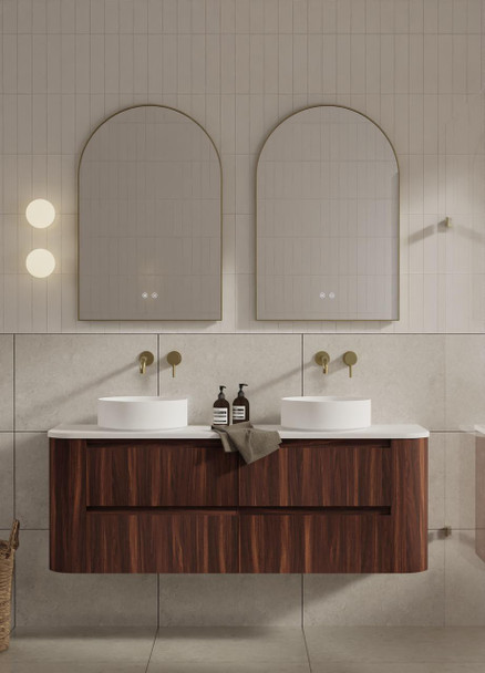 Karijini Black Walnut Wall Hung Vanity 1500mm Double Basin 