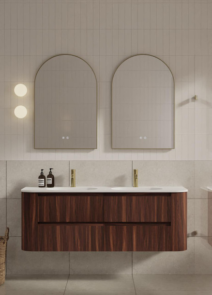 Karijini Black Walnut Wall Hung Vanity 1500mm Double Basin 