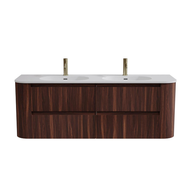 Karijini Black Walnut Wall Hung Vanity 1500mm Double Basin 