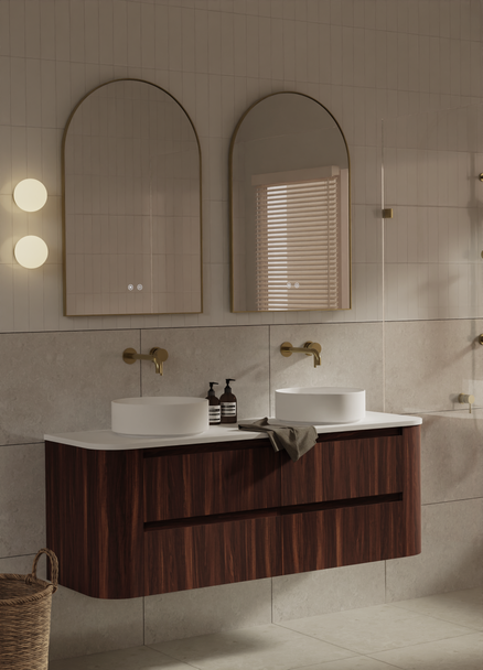 Karijini Black Walnut Wall Hung Vanity 1800mm Double Basin