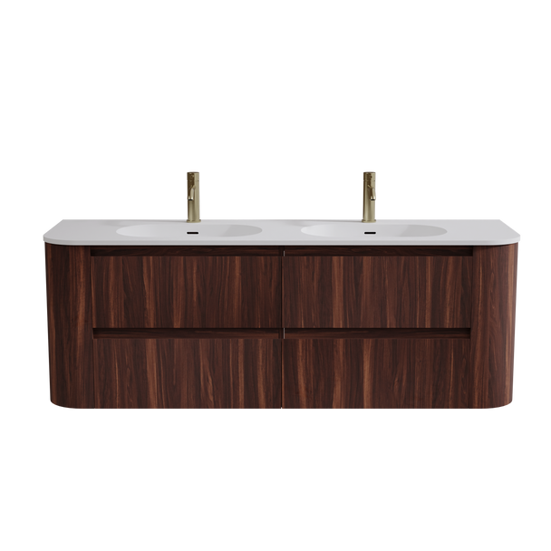 Karijini Black Walnut Wall Hung Vanity 1800mm Double Basin