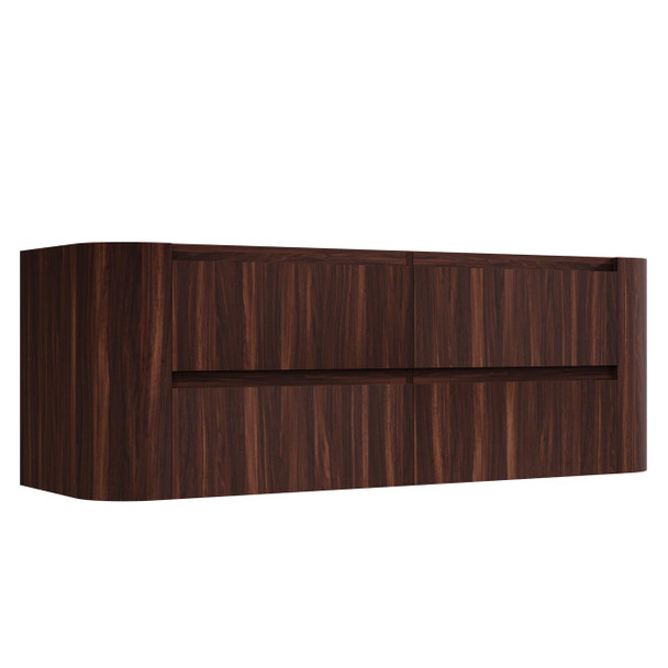 Karijini Black Walnut Wall Hung Vanity 1800mm Double Basin 