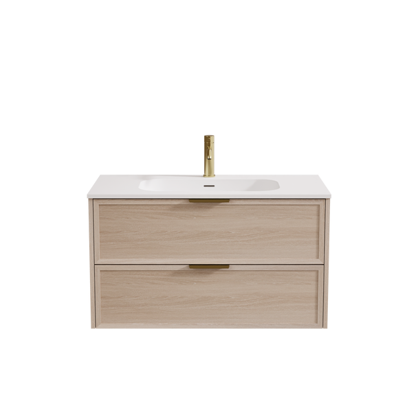 Bayside Washed Oak Wall Hung Vanity 600mm