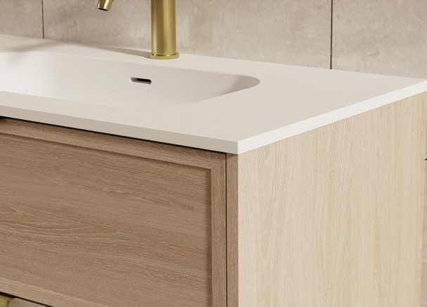 Bayside Washed Oak Wall Hung Vanity 600mm 