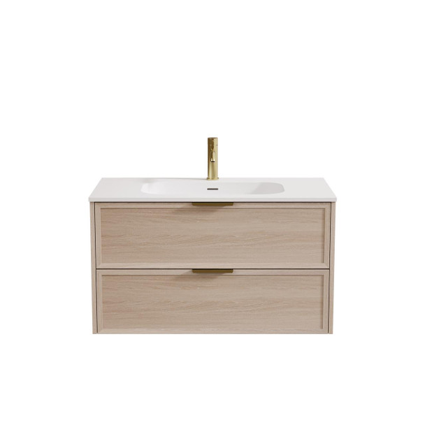 Bayside Washed Oak Wall Hung Vanity 600mm 