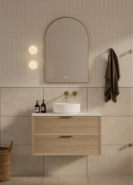 Bayside Washed Oak Wall Hung Vanity 900mm