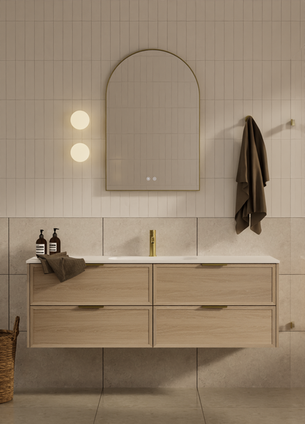 Bayside Washed Oak Wall Hung Vanity 1500mm Single Basin