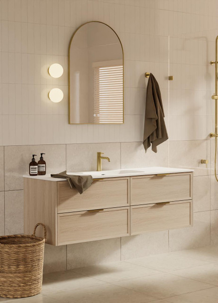 Bayside Washed Oak Wall Hung Vanity 1500mm Single Basin 