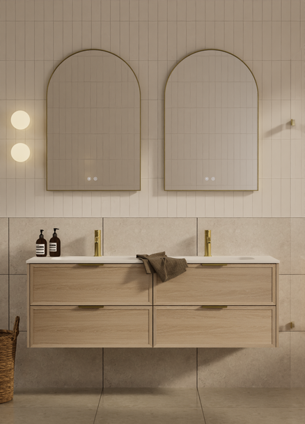 Bayside Washed Oak Wall Hung Vanity 1500mm Double Basin