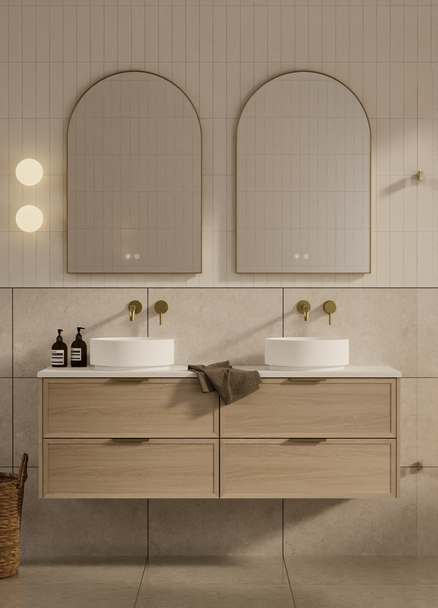 Bayside Washed Oak Wall Hung Vanity 1500mm Double Basin