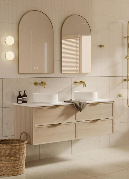 Bayside Washed Oak Wall Hung Vanity 1500mm Double Basin 