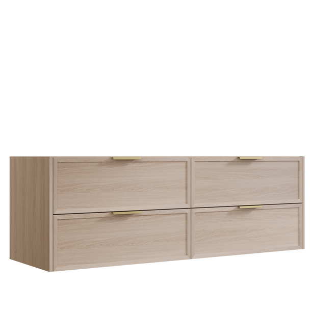 Bayside Washed Oak Wall Hung Vanity 1800mm Double Basin