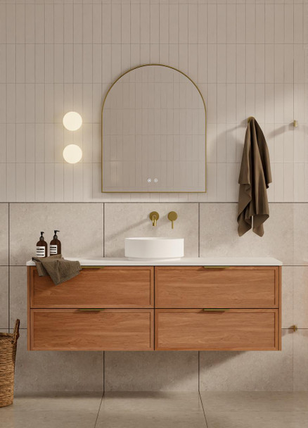 Bayside Century Teak Wall Hung Vanity 1500mm Single Basin 