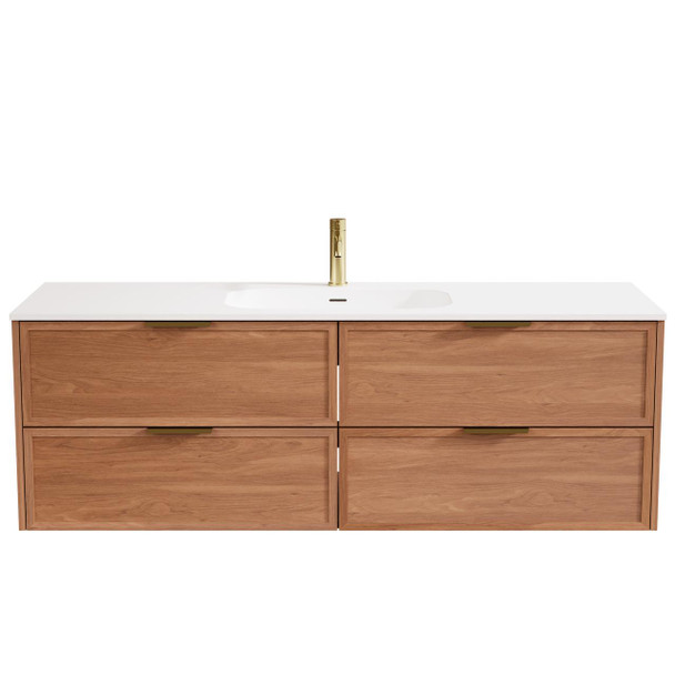 Bayside Century Teak Wall Hung Vanity 1500mm Single Basin 