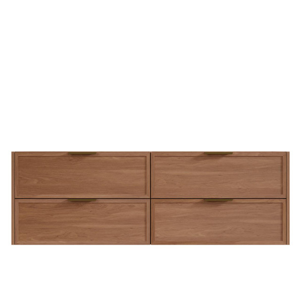 Bayside Century Teak Wall Hung Vanity 1500mm Double Basin 