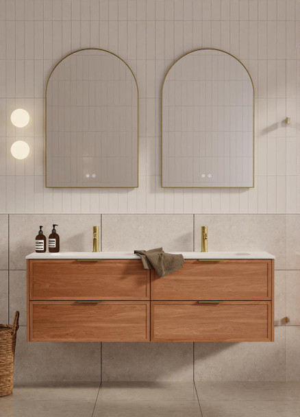 Bayside Century Teak Wall Hung Vanity 1800mm Double Basin 