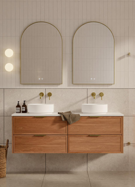 Bayside Century Teak Wall Hung Vanity 1800mm Double Basin 