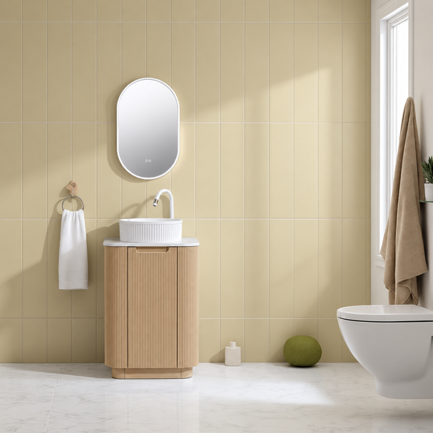 Roma Oak Fluted Floor Mount Vanity 600mm 