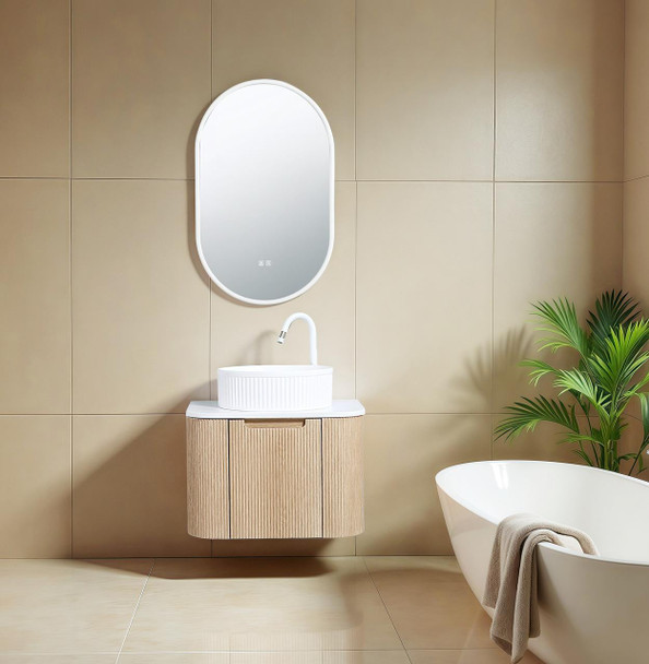 Roma Oak Fluted Wall Hung Vanity 600mm 