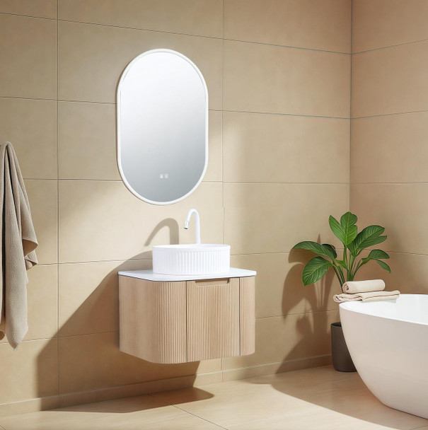 Roma Oak Fluted Wall Hung Vanity 600mm 
