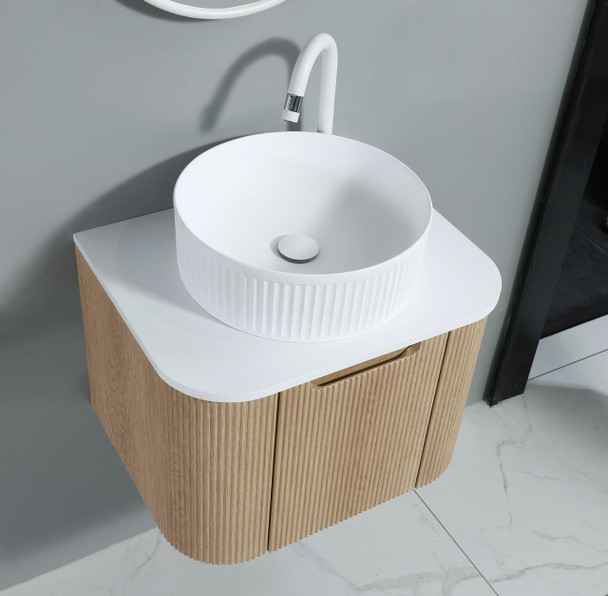 Roma Oak Fluted Wall Hung Vanity 600mm 