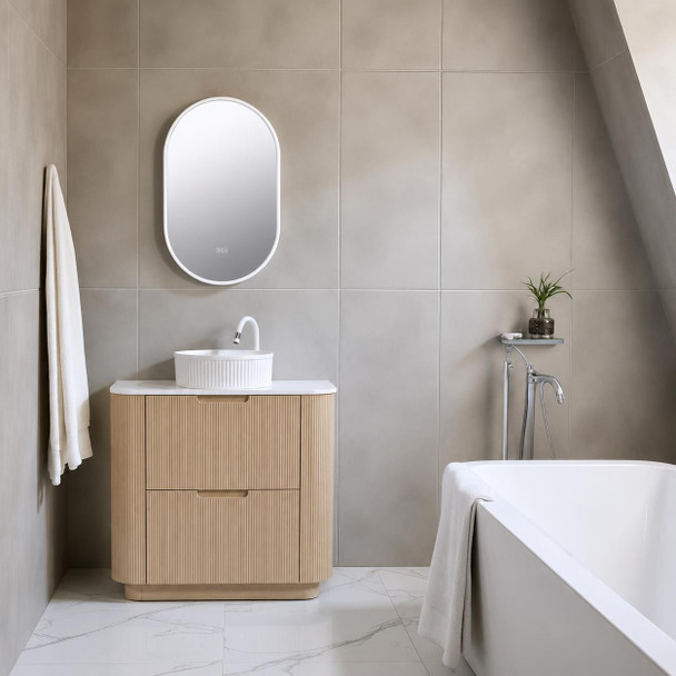 Roma Oak Fluted Floor Mount Vanity 750mm  