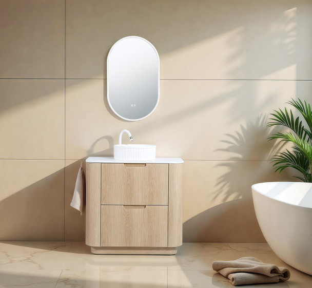 Roma Oak Fluted Floor Mount Vanity 900mm  
