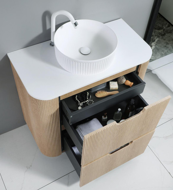 Roma Oak Fluted Floor Mount Vanity 900mm  