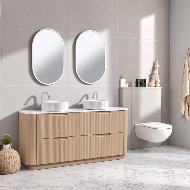 Roma Oak Floor Mount Vanity Double Bowl 1800mm 