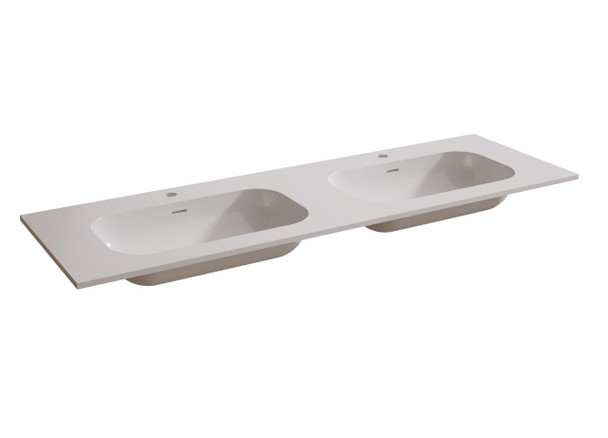 Vanity Gloss White Polymarble Top With Double Integrated Basin 1500 x 480 mm 