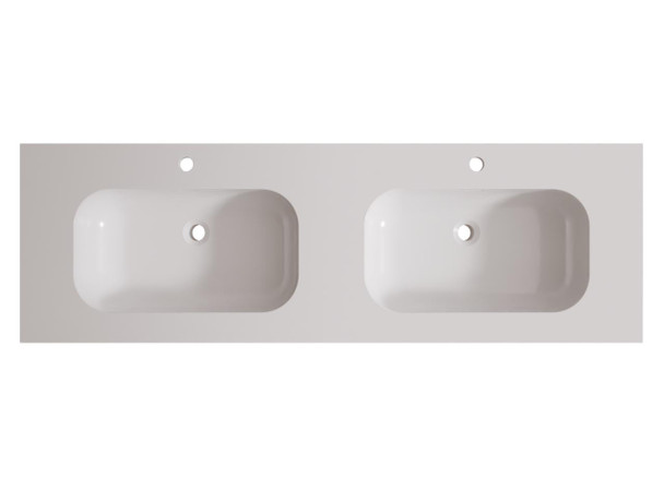 Vanity Gloss White Polymarble Top With Double Integrated Basin 1500 x 480 mm 