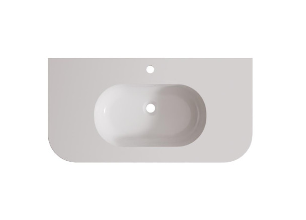 Vanity Matt White Polymarble Top with Integrated Basin 600 × 460mm – R125 Front Corners 