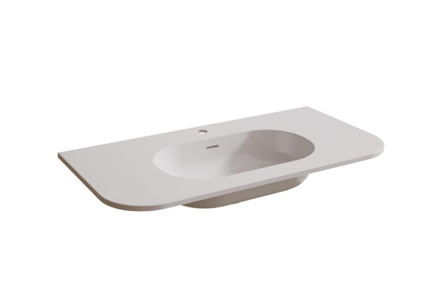 Vanity Matt White Polymarble Top with Integrated Basin 750 × 460mm – R125 Front Corners 