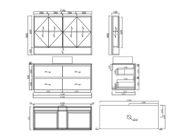 Willow Walnut Wall Hung Vanity 1200mm