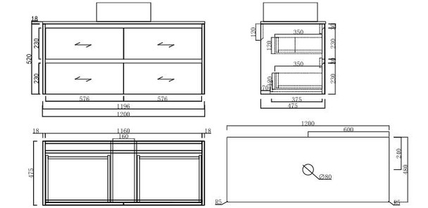 Willow Oak Wall Hung Vanity 1200mm 