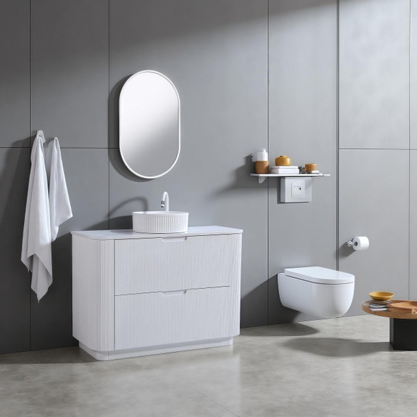 Roma White Fluted Floor Mount Vanity 1200mm