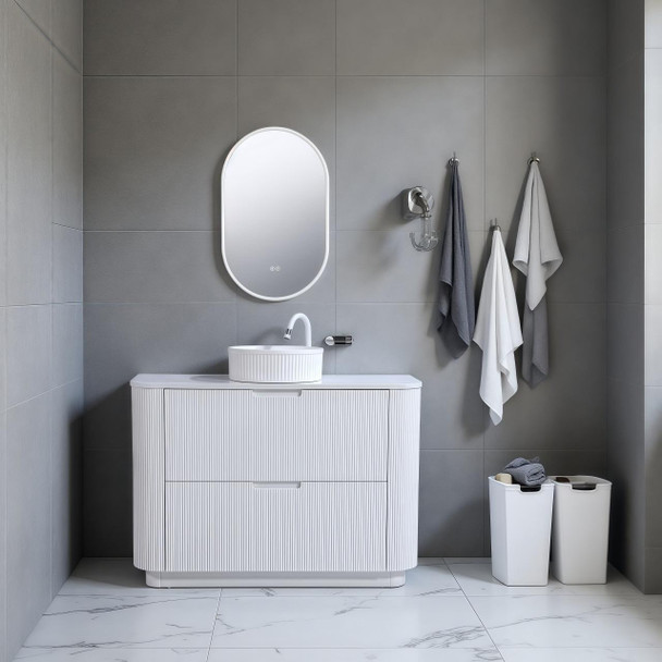 Roma White Fluted Floor Mount Vanity 1200mm 