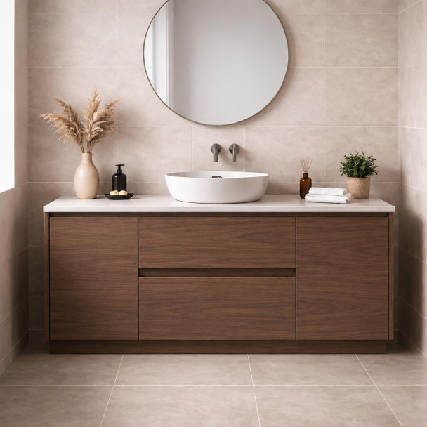 Willow Walnut Floor Mount Vanity Single Bowl 1500mm 