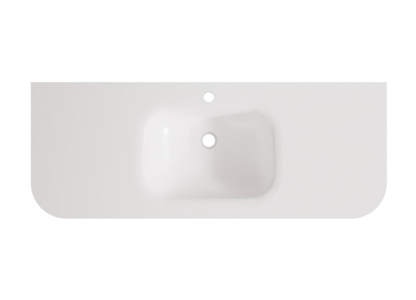Matte White Moulded Porcelain Vanity Top With Integrated Basin and R125 Rounded Front Corners 600 x 460 mm 