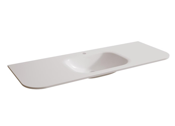 Matte White Moulded Porcelain Vanity Top With Integrated Basin and R125 Rounded Front Corners 900 x 460 mm 