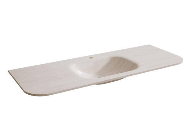 Travertine Finish Moulded Porcelain Vanity Top With Integrated Basin and R125 Rounded Front Corners 1200 x 460 mm 