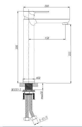 Rhino - Matte Black Extended Basin Mixer 