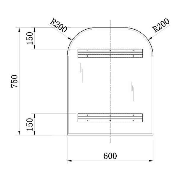 Arched Framed Mirror 600 x 750mm Brushed Nickel 