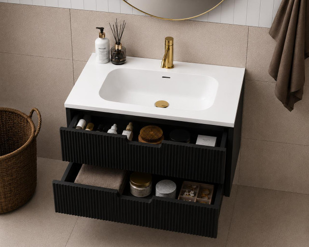 Ida Black Wall Hung Vanity 600mm 