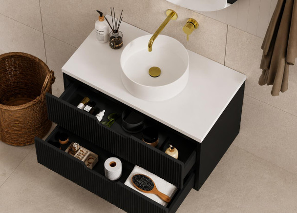 Ida Black Wall Hung Vanity 750mm 