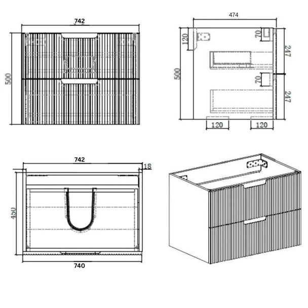 Ida White Wall Hung Vanity 750mm 