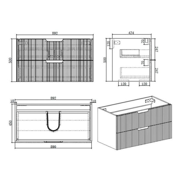 Ida White Wall Hung Vanity 900mm 