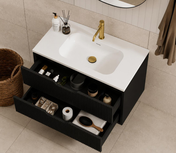 Ida Black Wall Hung Vanity 900mm 